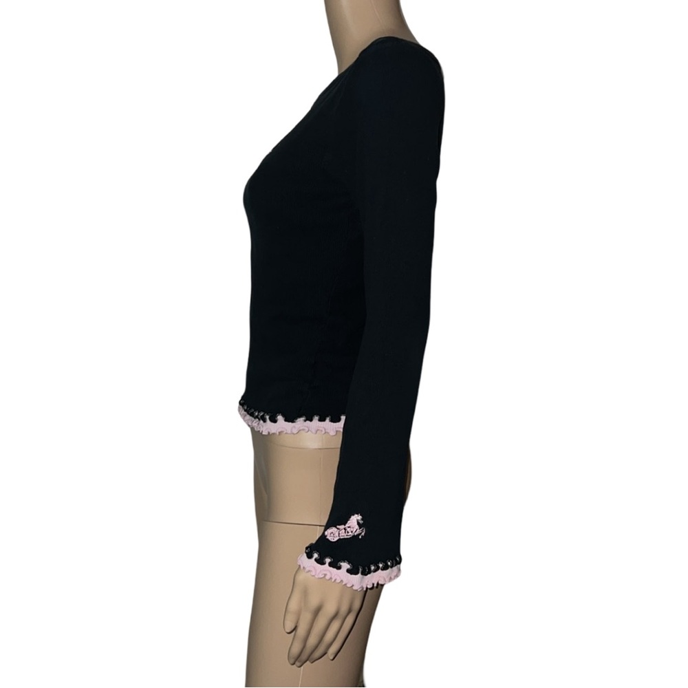 Kavio! Iron Horse Saloon Y2K Vintage Ribbed Top/Scalloped Ruffled Edges - Picture 3 of 6